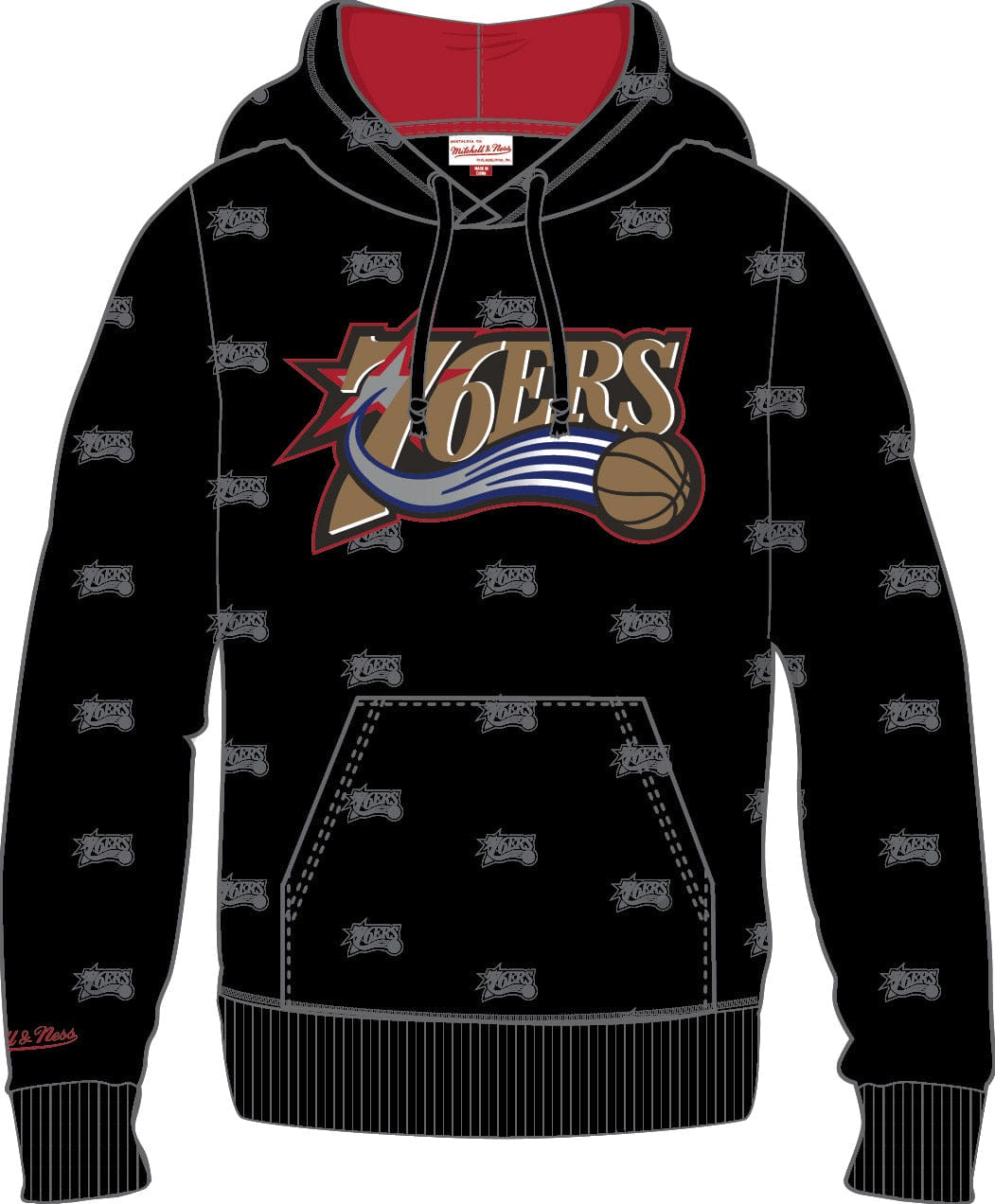 Dynasty Sports & Framing Sweatshirts, Hoodies, & Jackets - Basketball Small Philadelphia 76ers Mitchell & Ness All Over Print Fleece Hoodie