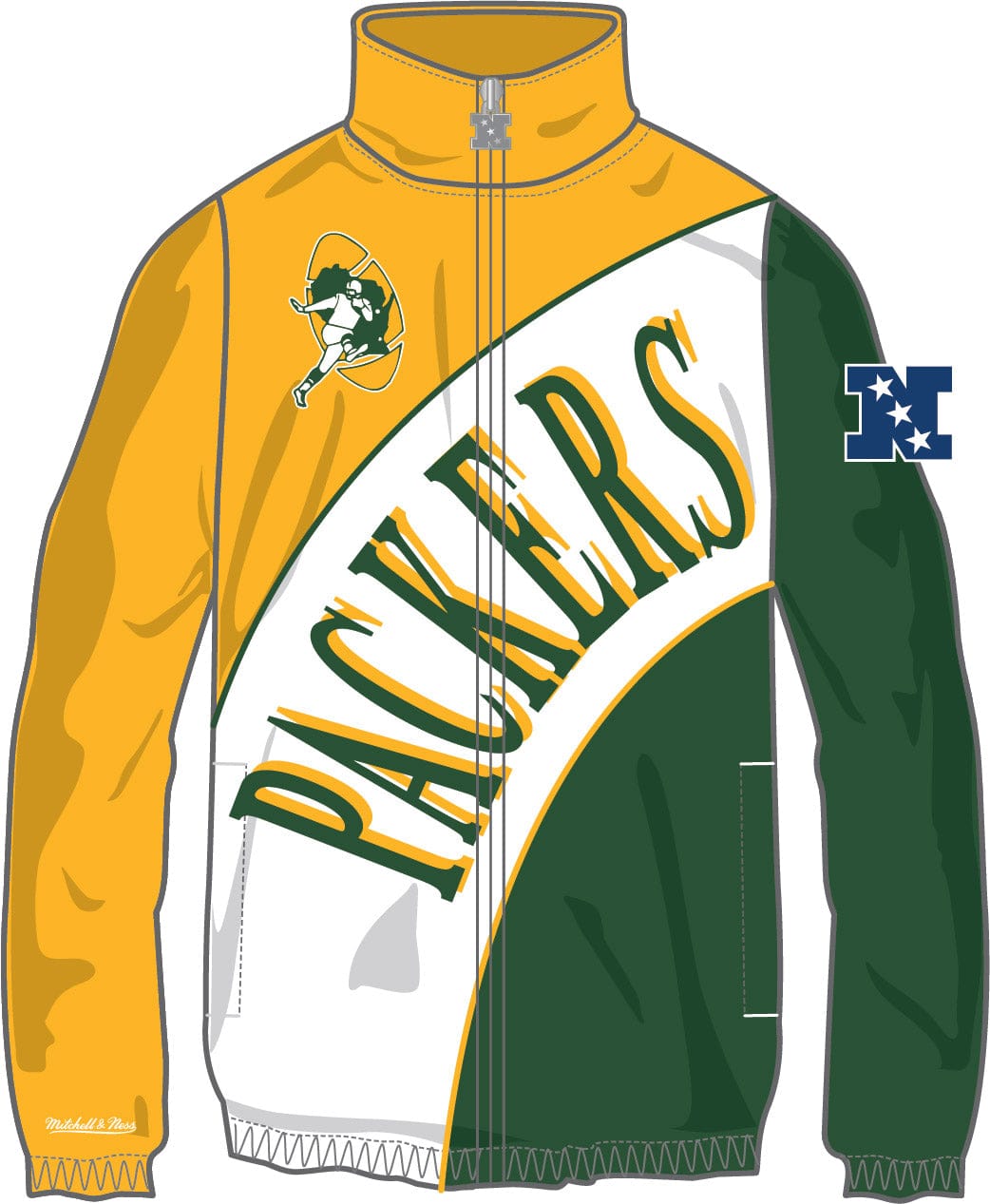 Dynasty Sports & Framing Sweatshirts, Hoodies, & Jackets - Football Small Green Bay Packers Mitchell & Ness Arched Retro Lined Windbreaker