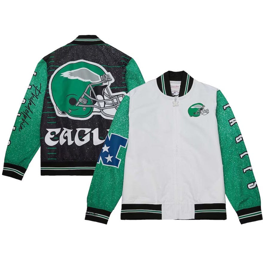 Dynasty Sports & Framing Sweatshirts, Hoodies, & Jackets - Football Small Philadelphia Eagles Mitchell & Ness Team Burst Warm-Up Full-Zip Jacket - White