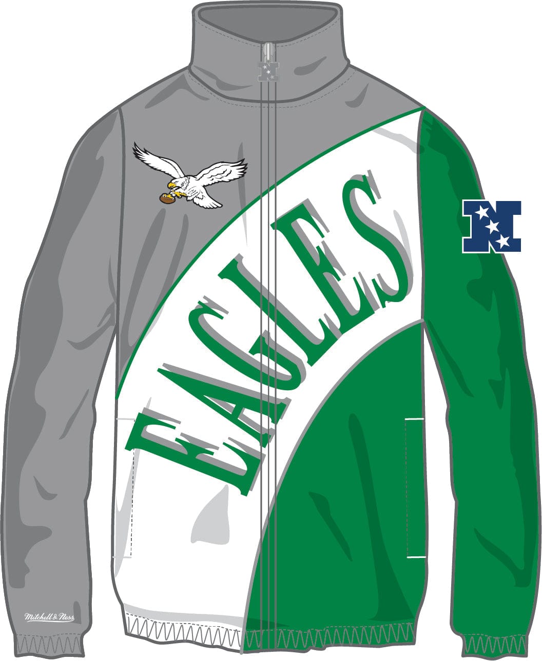 Dynasty Sports & Framing Sweatshirts, Hoodies, & Jackets - Football Small Philadelphia Eagles Throwback Mitchell & Ness Arched Retro Lined Windbreaker