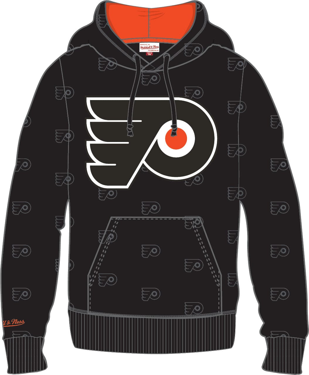 Dynasty Sports & Framing Sweatshirts, Hoodies, & Jackets - Hockey Small Philadelphia Flyers Mitchell & Ness All Over Print Fleece Hoodie