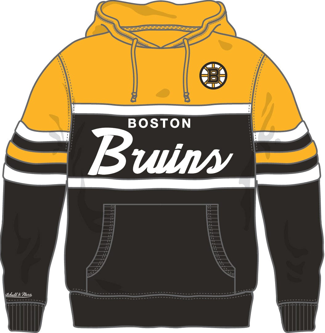 Dynasty Sports & Framing Sweatshirts, Hoodies, & Jackets - Hockey Small / Yellow & Black Boston Bruins Mitchell & Ness Head Coach Hoodie