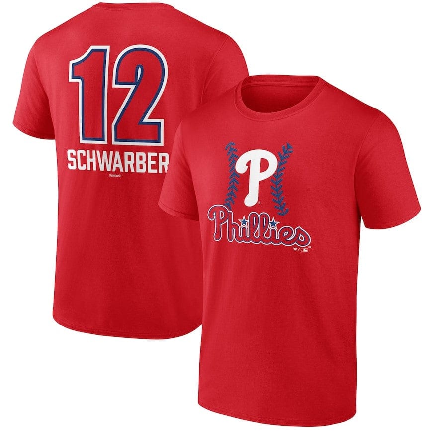 Dynasty Sports & Framing T-Shirts - Baseball Small Kyle Schwarber Philadelphia Phillies Fastball Player Name & Number T-Shirt - Red