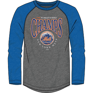 Dynasty Sports & Framing T-Shirts - Baseball Small New York Mets 1969 World Series Charge the Mound Stars Raglan 3/4-Sleeve T-Shirt