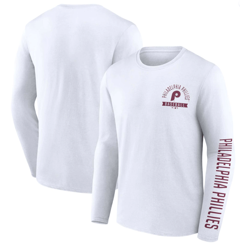 Dynasty Sports & Framing T-Shirts - Baseball Small Philadelphia Phillies Long Sleeve Press Box Throwback Shirt