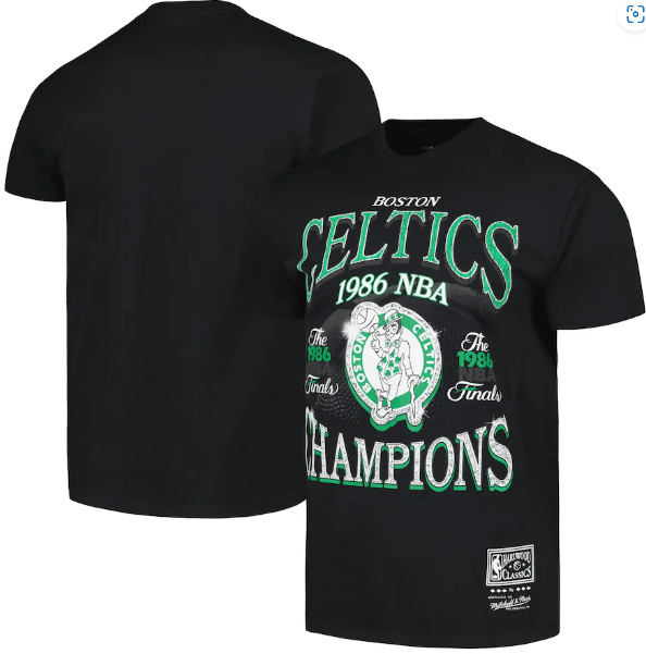 Dynasty Sports & Framing T-Shirts - Basketball Small Boston Celtics Mitchell & Ness Black 1986 Finals Championship Era Shirt