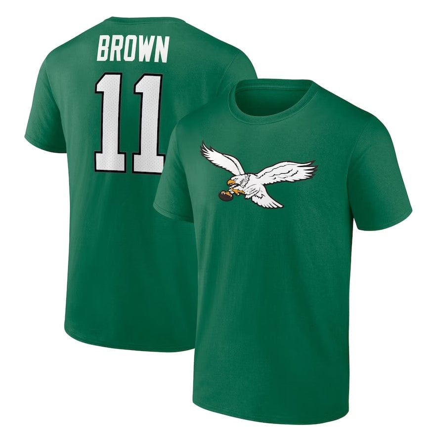 Dynasty Sports & Framing T-Shirts - Football Small AJ Brown Philadelphia Eagles Player Icon Name & Number T-Shirt - Kelly Green