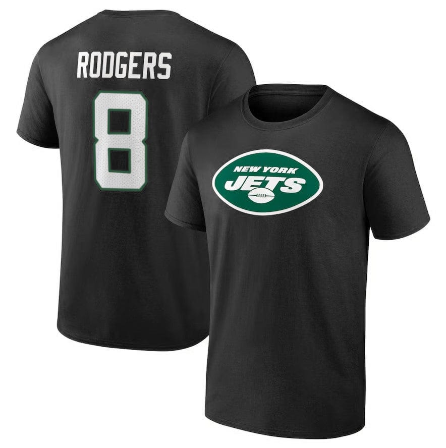 Dynasty Sports & Framing T-Shirts - Football Small / Black Aaron Rodgers New York Jets Icon Name & Number T-Shirt