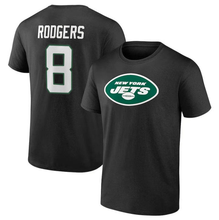 Dynasty Sports & Framing T-Shirts - Football Small / Black Aaron Rodgers New York Jets Icon Name & Number T-Shirt