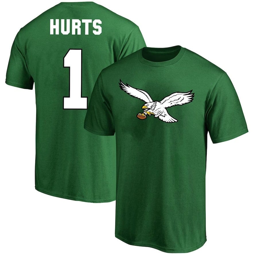 Dynasty Sports & Framing T-Shirts - Football Small Jalen Hurts Philadelphia Eagles Player Icon Name & Number T-Shirt - Kelly Green