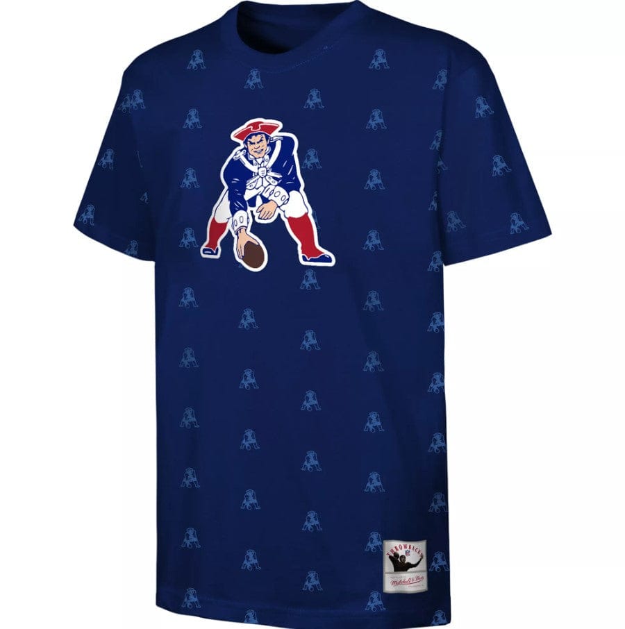 Dynasty Sports & Framing T-Shirts - Football Small New England Patriots Mitchell & Ness All-Over Print Blue Youth T-Shirt