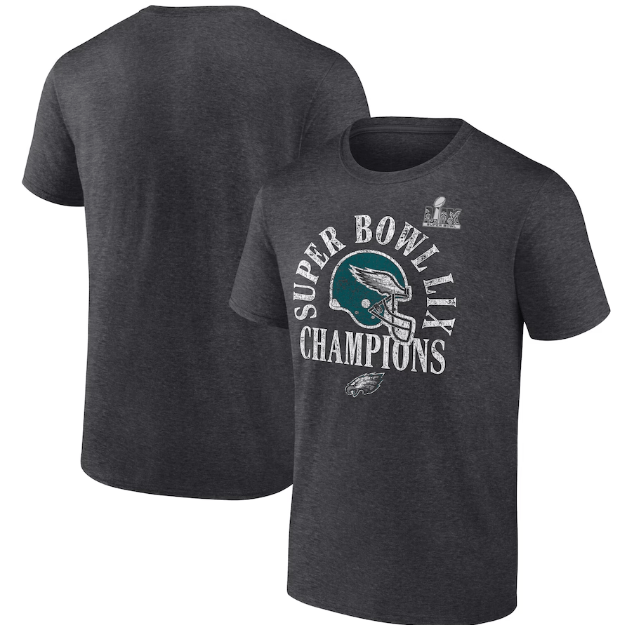 Dynasty Sports & Framing T-Shirts - Football Small Philadelphia Eagles Heather Charcoal Super Bowl LIX Champions Ring Season T-Shirt