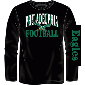 Dynasty Sports & Framing T-Shirts - Football Small Philadelphia Eagles Throwback Wordmark Long Sleeve T-Shirt - Black