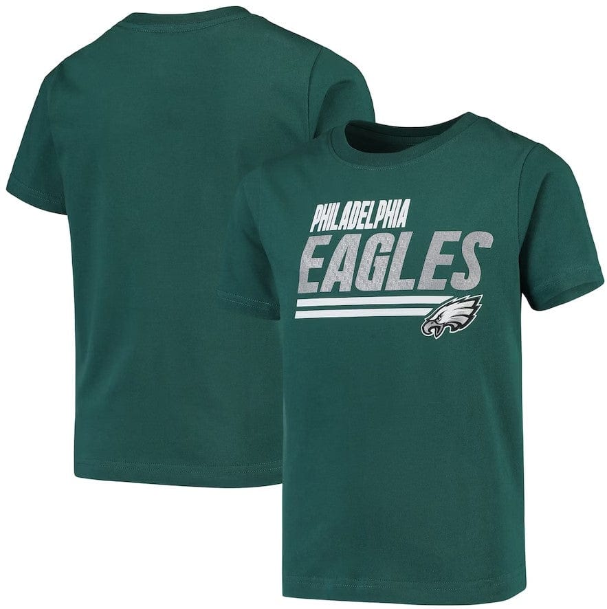 Dynasty Sports & Framing T-Shirts - Football Youth Small Philadelphia Eagles Youth Lined T-Shirt - Midnight Green