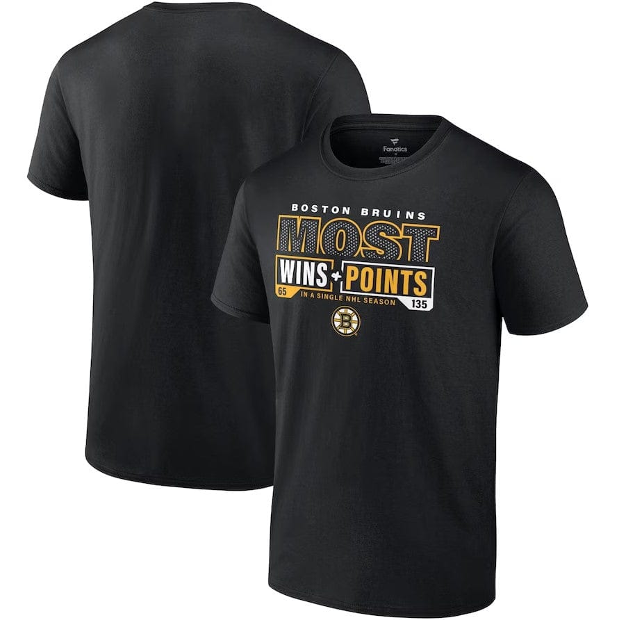 Dynasty Sports & Framing T-Shirts - Hockey Small Boston Bruins Most Ever NHL Wins & Points T-Shirt - Black