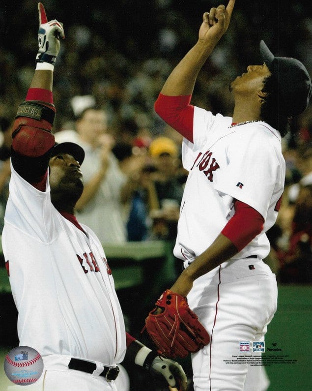 Dynasty Sports & Framing Unframed Baseball Photos David Ortiz & Pedro Martinez Pointing Skyward Boston Red Sox 8" x 10" Baseball Photo