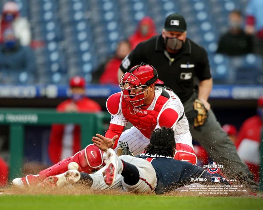 Dynasty Sports & Framing Unframed Baseball Photos JT Realmuto Play at the Plate Philadelphia Phillies 8" x 10" Baseball Photo