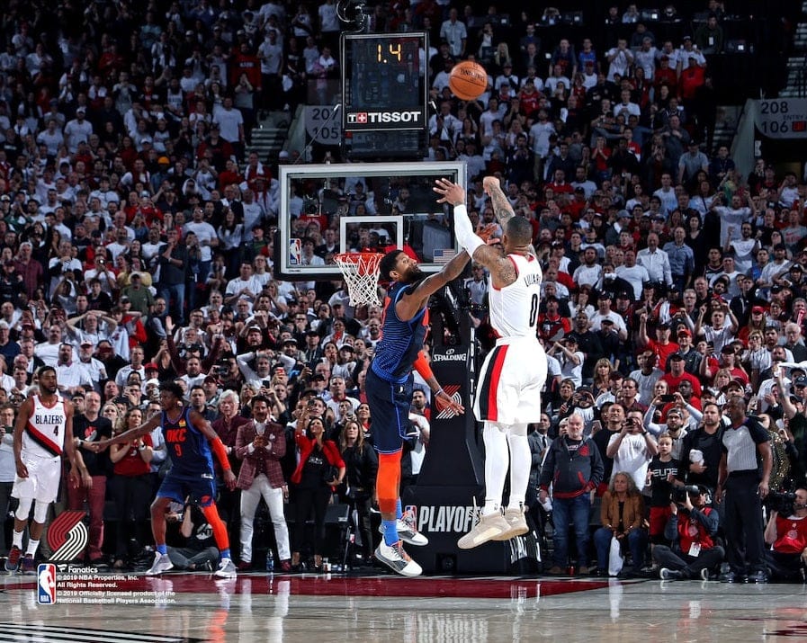 Dynasty Sports & Framing Unframed Basketball Photos Damian Lillard Portland Trail Blazers Game-Winning 3-Point Shot v. Oklahoma City 8" x 10" Basketball Photo
