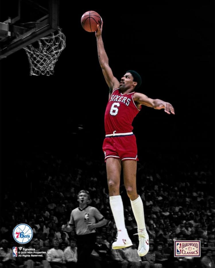 Dynasty Sports & Framing Unframed Basketball Photos Julius "Dr. J" Erving Blackout Dunk Philadelphia 76ers 8" x 10" Basketball Photo