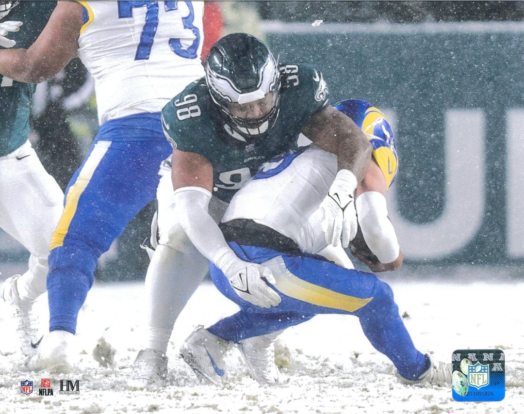 Dynasty Sports & Framing Unframed Football Photos Jalen Carter Snow Bowl Sack Philadelphia Eagles 8" x 10" Football Photo