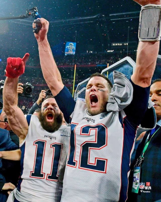 Dynasty Sports & Framing Unframed Football Photos Julian Edelman & Tom Brady Super Bowl LIII New England Patriots 8" x 10" Football Photo