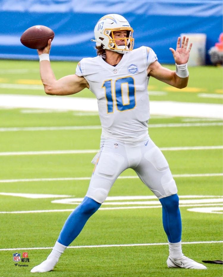 Dynasty Sports & Framing Unframed Football Photos Justin Herbert in Action Los Angeles Chargers 8" x 10" Football Photo