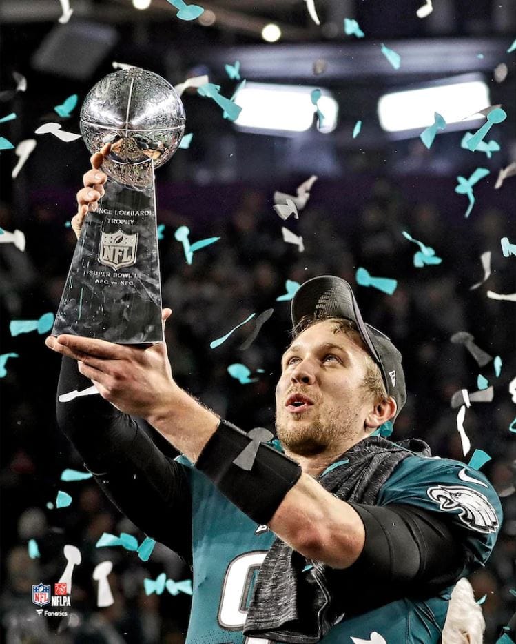 Dynasty Sports & Framing Unframed Football Photos Nick Foles Lombardi Trophy Philadelphia Eagles Super Bowl LII Champions NFL Football 8" x 10" Photo