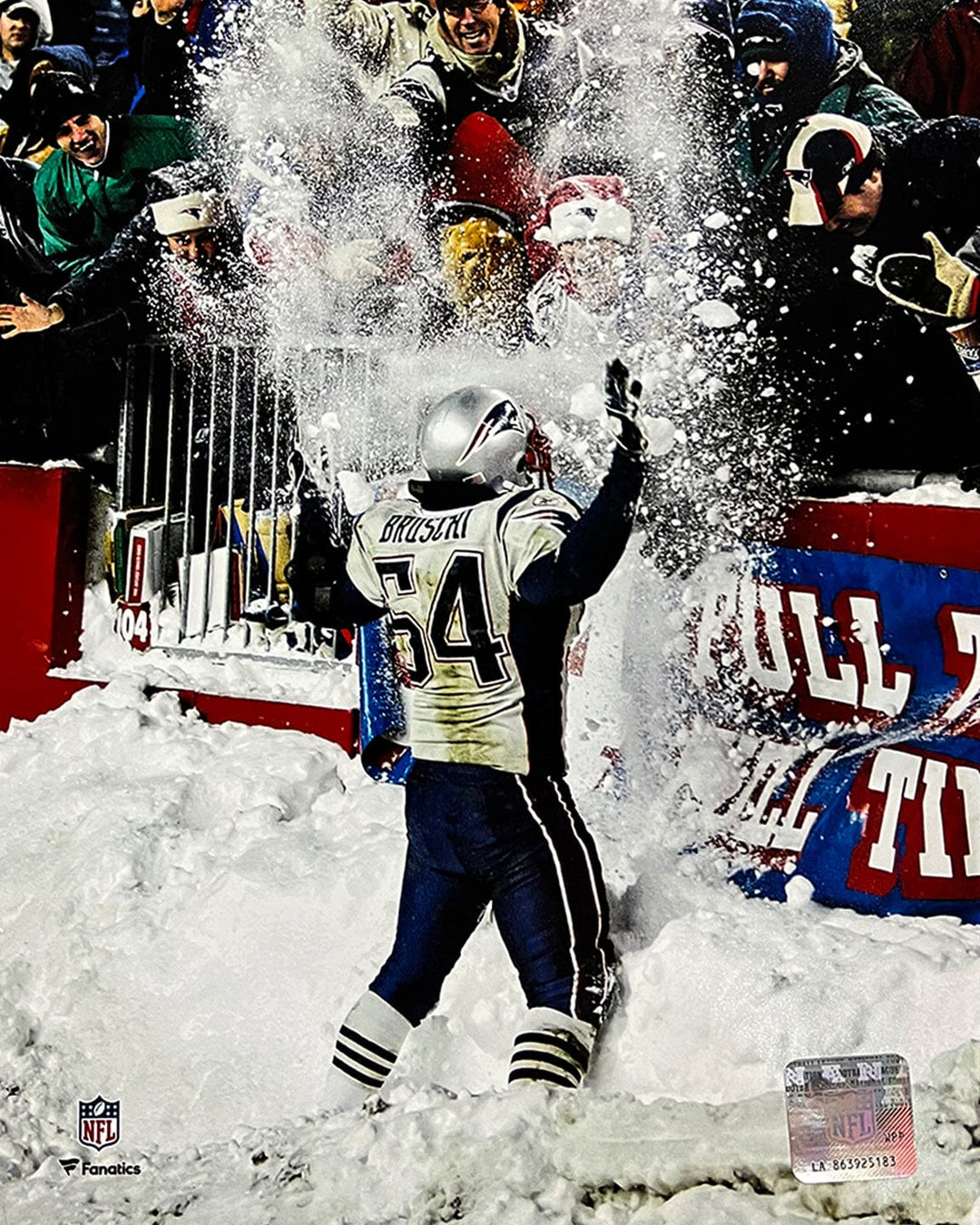 Dynasty Sports & Framing Unframed Football Photos Tedy Bruschi Snow Celebration New England Patriots 8" x 10" Football Photo