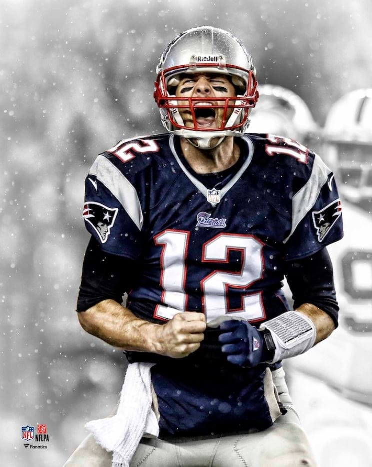 Dynasty Sports & Framing Unframed Football Photos Tom Brady Scream Spotlight New England Patriots 8" x 10" Football Photo