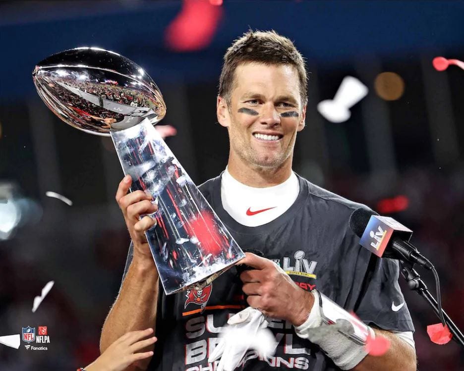 Dynasty Sports & Framing Unframed Football Photos Tom Brady Super Bowl Champions Lombardi Trophy Tampa Bay Buccaneers 8" x 10" Football Photo