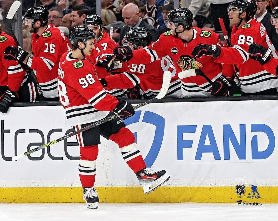 Dynasty Sports & Framing Unframed Hockey Photos Connor Bedard First NHL Goal Chicago Blackhawks 8" x 10" Hockey Photo