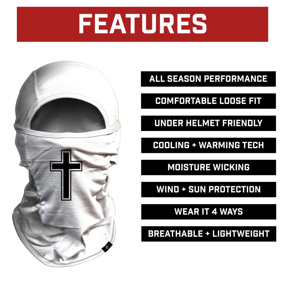 Elite Athletic Gear Balaclava Mask (Shiesty) Faith Cross White Balaclava Mask (Shiesty)