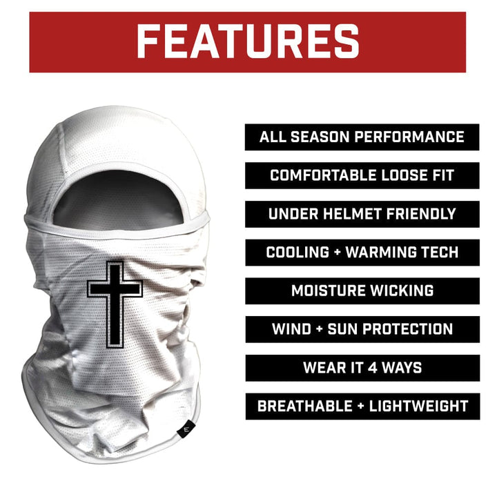 Elite Athletic Gear Balaclava Mask (Shiesty) Faith Cross White Balaclava Mask (Shiesty)