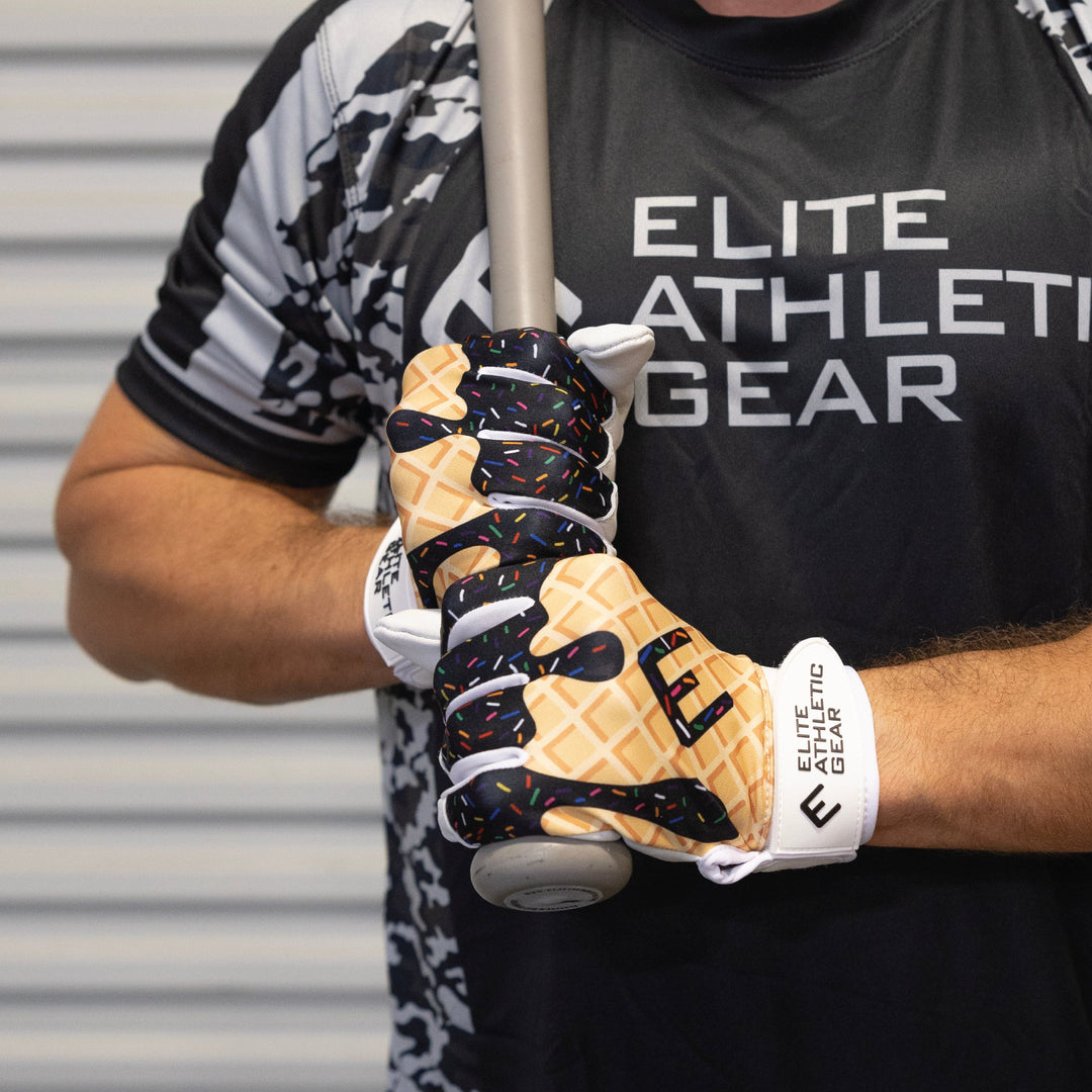 Elite Athletic Gear Batting Gloves Black Ice Cream Batting Gloves
