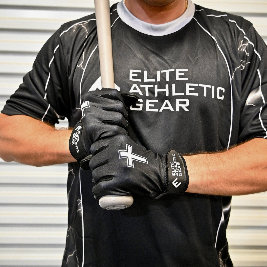 Elite Athletic Gear Batting Gloves Faith Cross Black Batting Gloves
