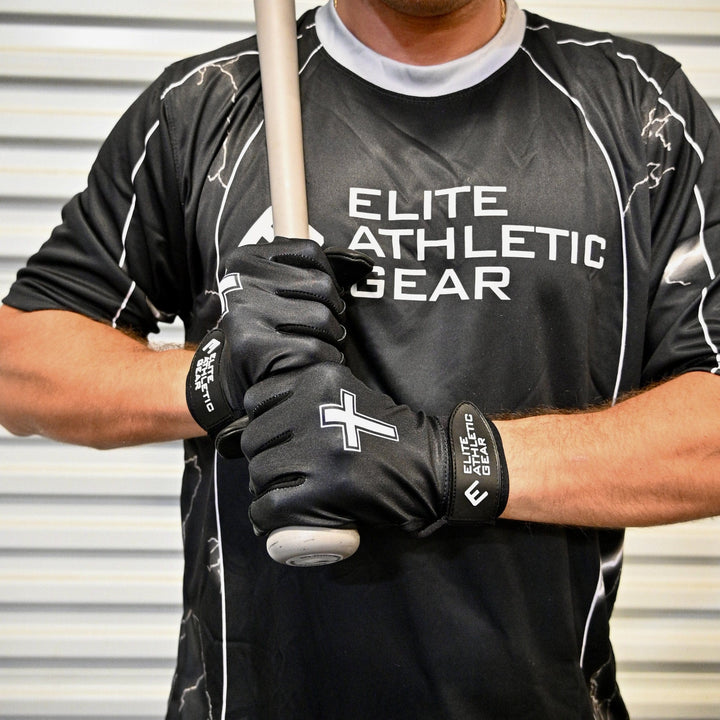 Elite Athletic Gear Batting Gloves Faith Cross Black Batting Gloves