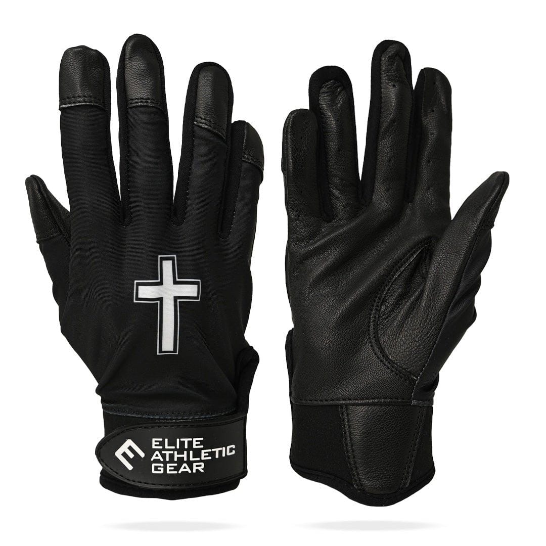 Elite Athletic Gear Batting Gloves Faith Cross Black Batting Gloves