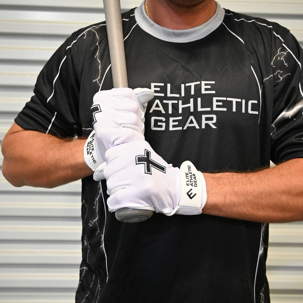 Elite Athletic Gear Batting Gloves Faith Cross White Batting Gloves