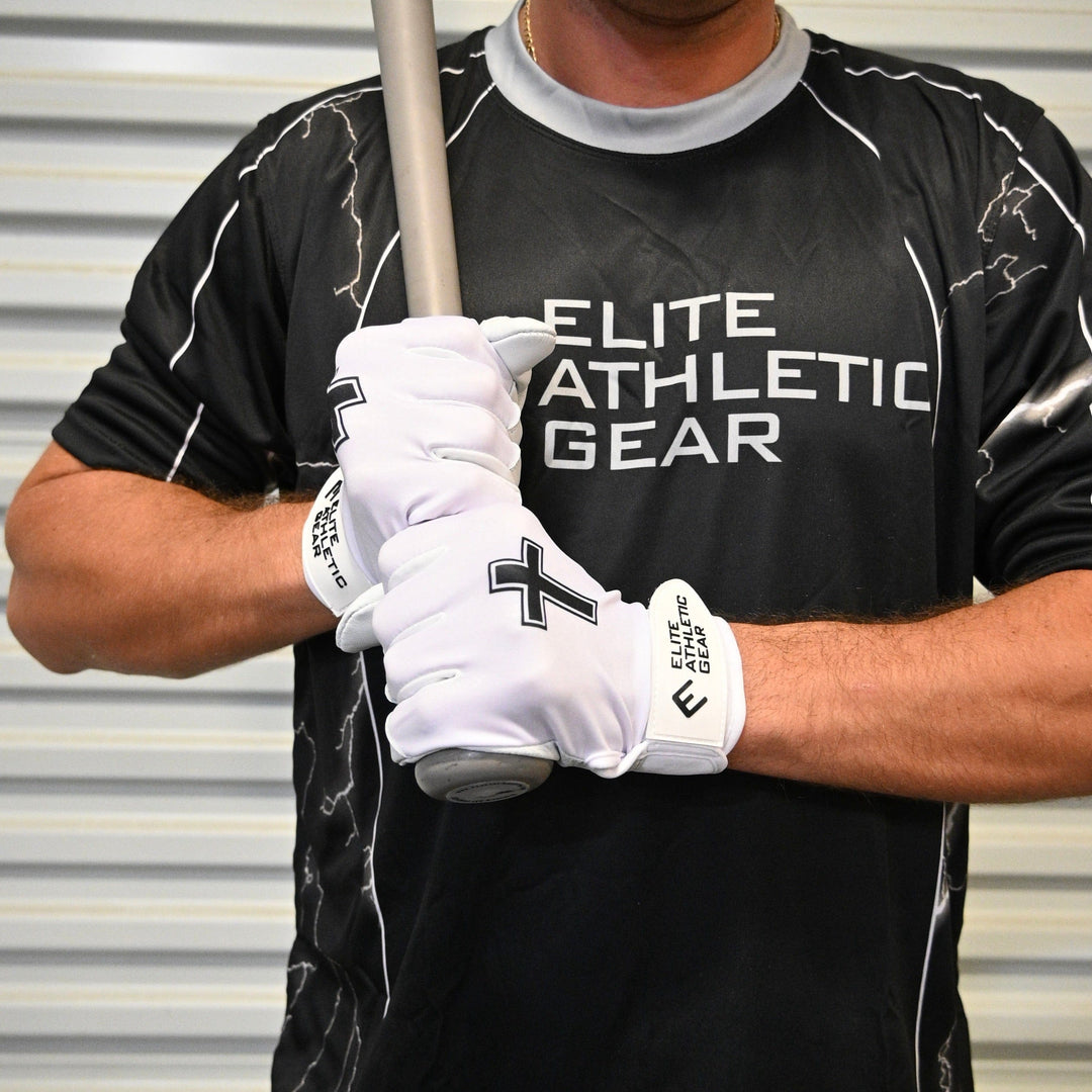 Elite Athletic Gear Batting Gloves Faith Cross White Batting Gloves