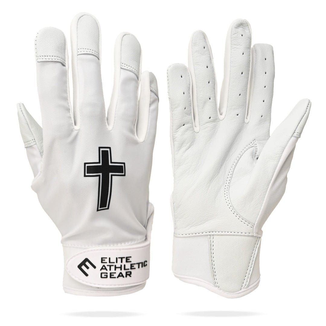 Elite Athletic Gear Batting Gloves Faith Cross White Batting Gloves