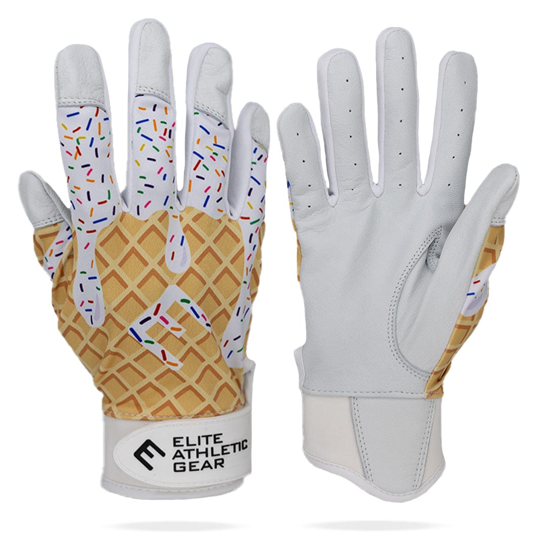Elite Athletic Gear Batting Gloves White Ice Cream Batting Gloves