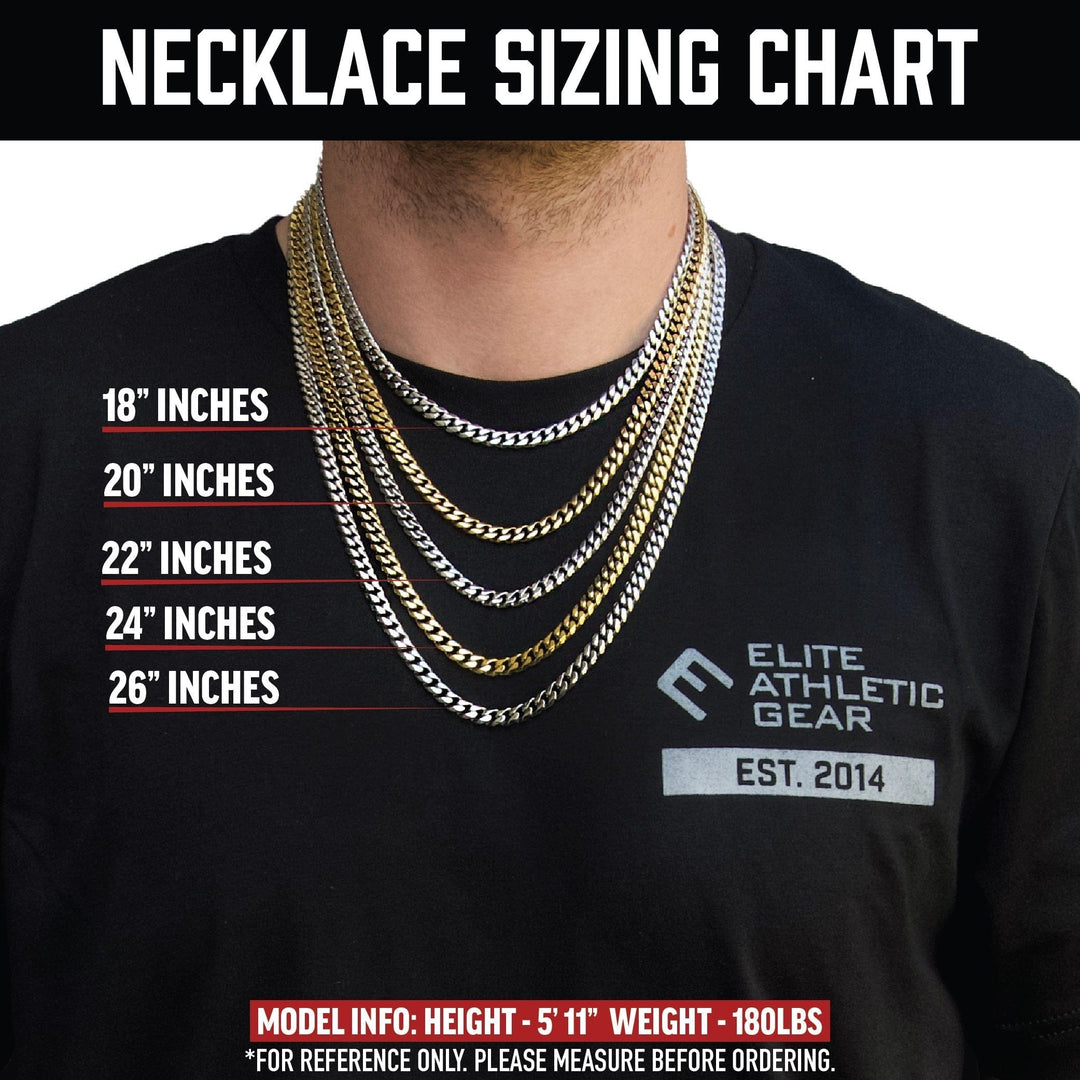 Elite Athletic Gear Chain 6mm Cuban Link Chain Necklace - 14K Gold Plated Stainless Steel
