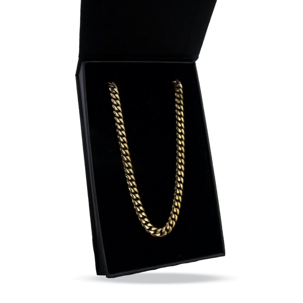 Elite Athletic Gear Chain 6mm Cuban Link Chain Necklace - 14K Gold Plated Stainless Steel