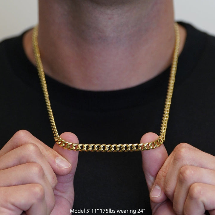 Elite Athletic Gear Chain 6mm Cuban Link Chain Necklace - 14K Gold Plated Stainless Steel