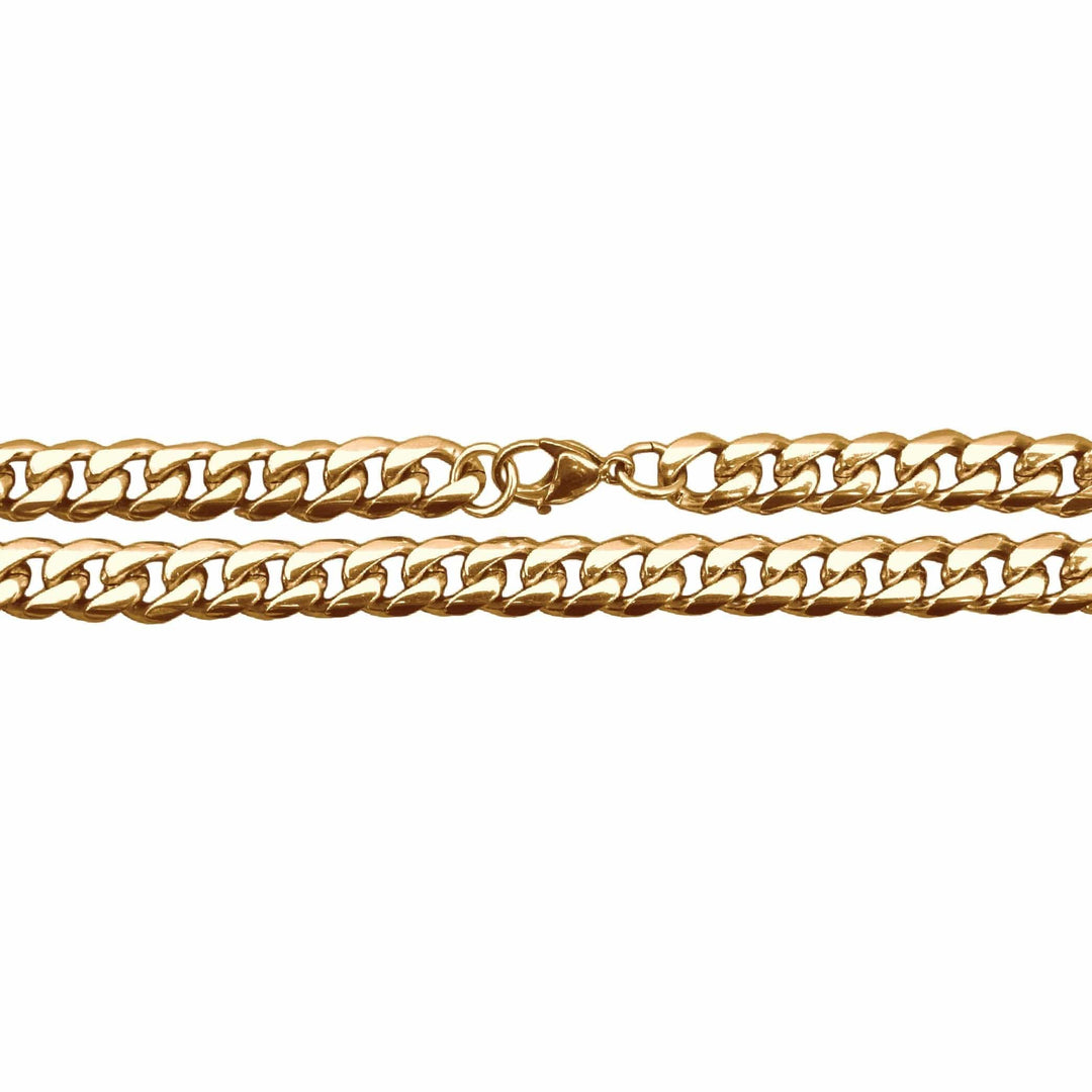 Elite Athletic Gear Chain 9mm Cuban Link Chain Necklace - 14K Gold Plated Stainless Steel