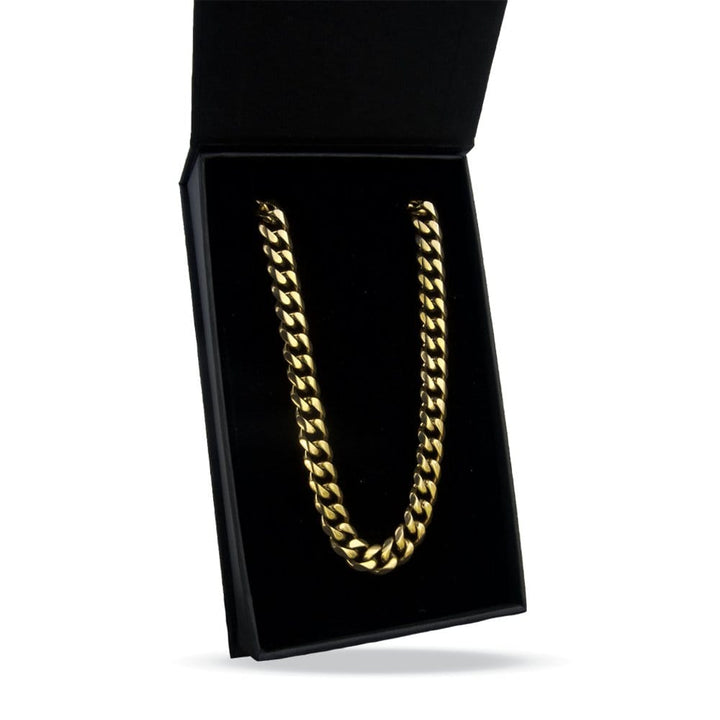 Elite Athletic Gear Chain 9mm Cuban Link Chain Necklace - 14K Gold Plated Stainless Steel