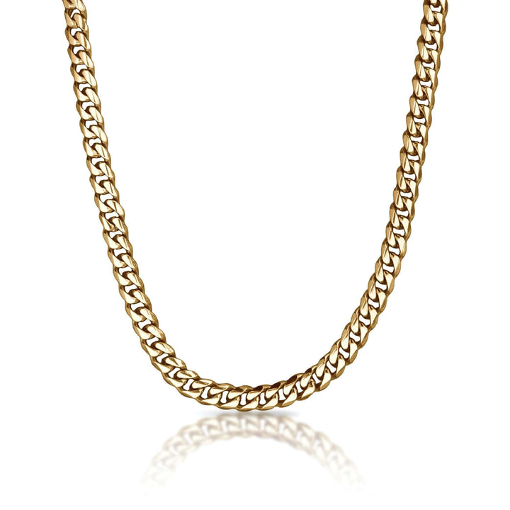 Elite Athletic Gear Chain 9mm Cuban Link Chain Necklace - 14K Gold Plated Stainless Steel