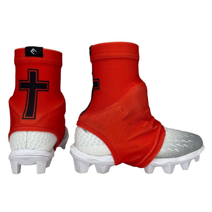 Elite Athletic Gear Cleat Covers Faith Cross Red Cleat Covers (Spats)