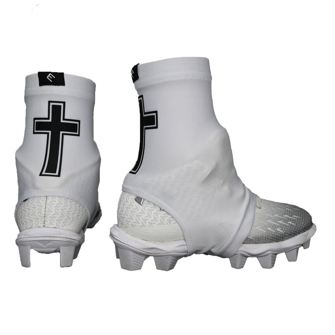 Elite Athletic Gear Cleat Covers Faith Cross White Cleat Covers (Spats)