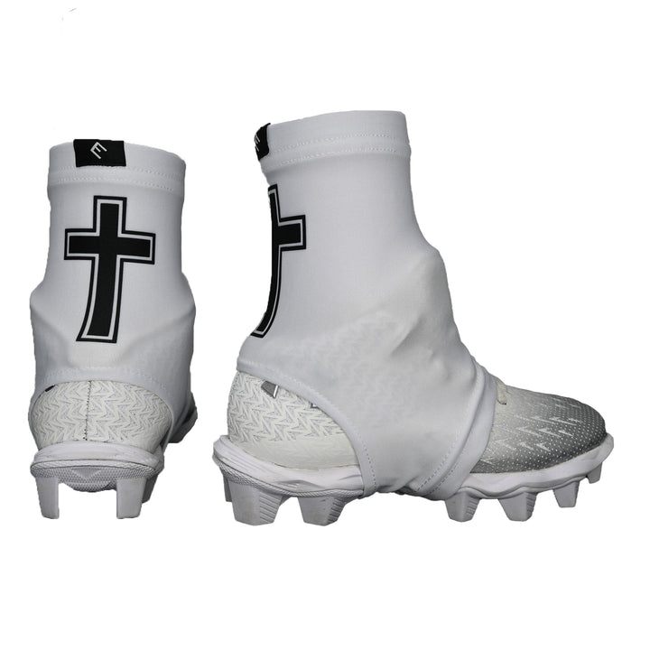 Elite Athletic Gear Cleat Covers Faith Cross White Cleat Covers (Spats)